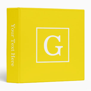 Yellow White Framed Initial Monogram Binder