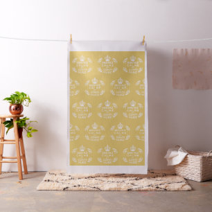 yellow white French Script Keep Calm and Carry On Fabric