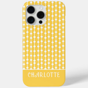 Yellow White Geometric Personalized Name iPhone 15 Pro Max Case