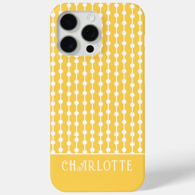 Yellow White Geometric Personalized Name Case-Mate iPhone Case (Back)