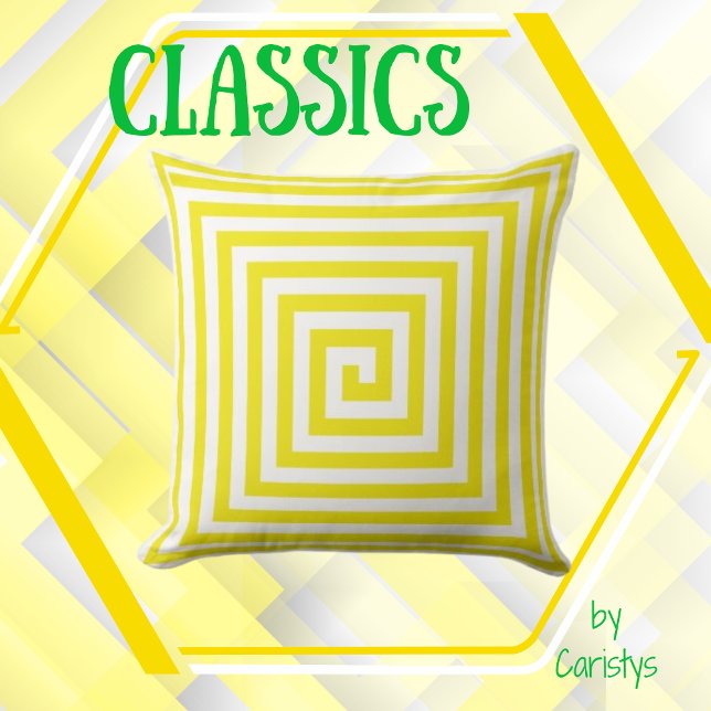Yellow & White Geometrics Solid Reverse Throw Pillow (Creator Uploaded)