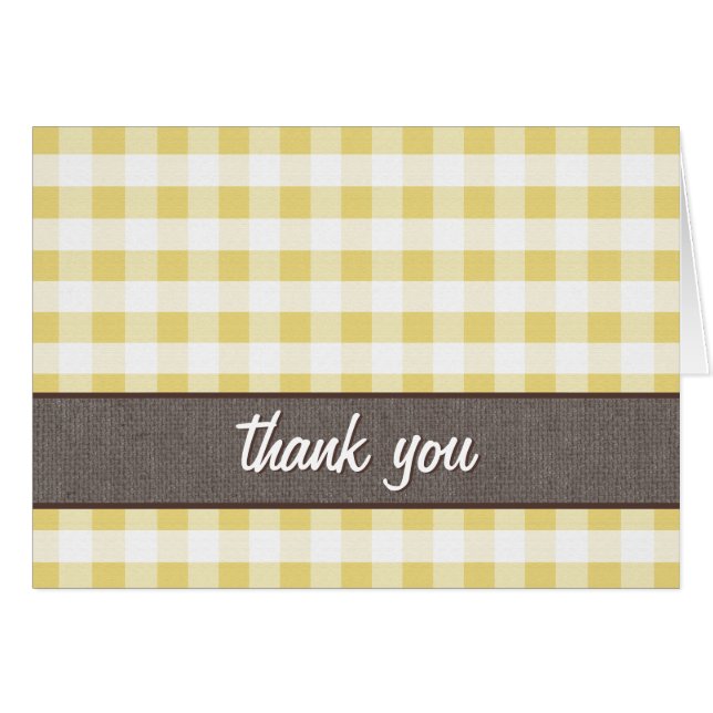 Yellow & White Gingham Canvas Thank You Card (Front Horizontal)