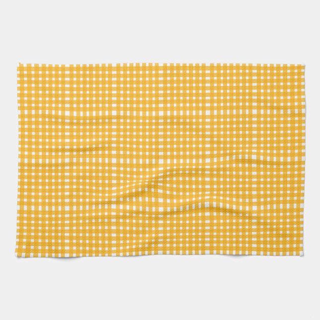 Yellow White Gingham Pattern Kitchen Towel (Horizontal)