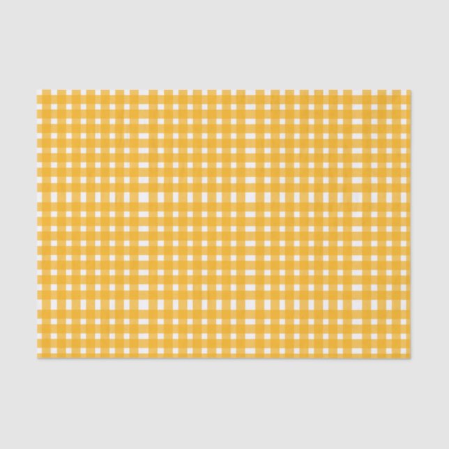 Yellow White Gingham Pattern Tissue Paper (Front)
