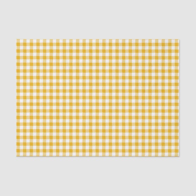 YELLOW & WHITE GINGHAM PLAID PATTERN TISSUE PAPER (Front)