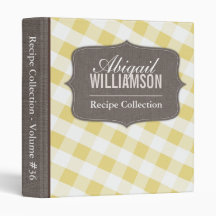 Yellow & White Gingham Southern Recipe Binder