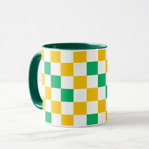 Yellow White Green Chequered Design  Mug