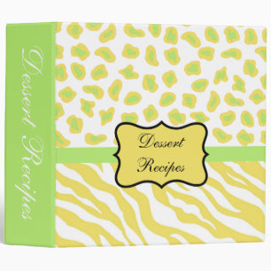 Yellow White & Green Zebra & Cheetah Custom Album Binder