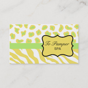 Yellow, White & Green Zebra & Cheetah Skin Custom Business Card