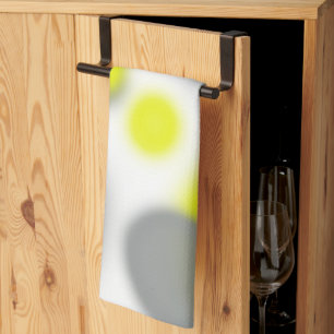 Yellow White Grey Abstract Art Kitchen Towel