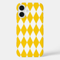 Yellow White Harlequin Diamonds Checkers Design 