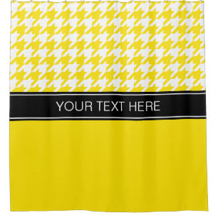 Yellow White Houndstooth CB Black Name Monogram