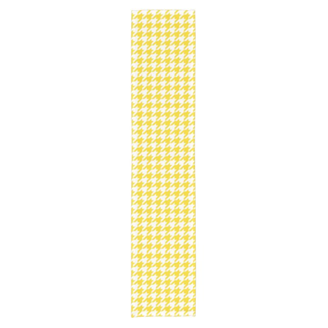 Yellow White Houndstooth Check Short Table Runner (Front)