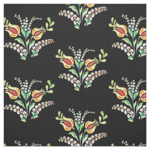 yellow white Hungarian floral Fabric