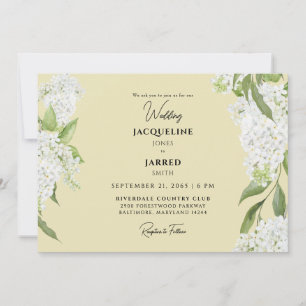 Yellow White Hydrangeas Wedding Invitation