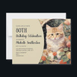 Yellow White Kitten Arch 80th Birthday Invitation<br><div class="desc">80th birthday party invitation for women with the watercolor painting of a cute yellow and white kitten sitting inside an archway. Text, fonts, and wording are completely customizable, so although this card is designed for a lady who is celebrating her 80th birthday, it can be customized for any age. Contact...</div>