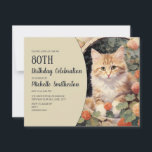 Yellow White Kitten Arch 80th Birthday Invitation<br><div class="desc">80th birthday party invitation for women with the watercolor painting of a cute yellow and white kitten sitting inside an archway. Text, fonts, and wording are completely customizable, so although this card is designed for a lady who is celebrating her 80th birthday, it can be customized for any age. Contact...</div>