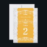 Yellow & White Lace Wedding Table Number Cards<br><div class="desc">Yellow & White Lace Wedding Table Number Cards. Matching items in this collection are available.</div>