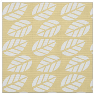 yellow white leaves pattern fabric