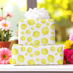 Yellow White Lemon Fruit Pattern Wrapping Paper