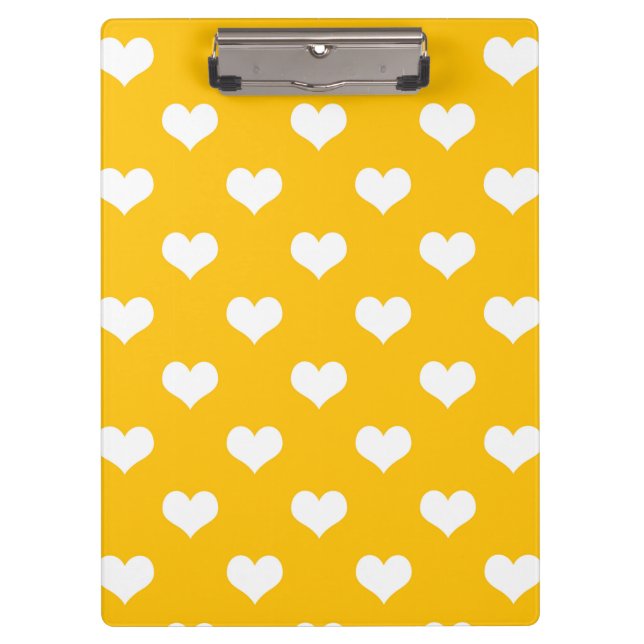 Yellow White Love Heart Pattern Design  Clipboard (Front)