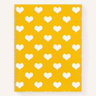 Yellow White Love Heart Pattern Design  Notebook