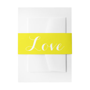 Yellow & White Love Wedding Invitation Belly Band