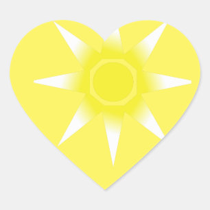Yellow White Magic Sun Product Heart Sticker