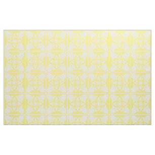 Yellow White Mediterranean Tile Pattern Fabric