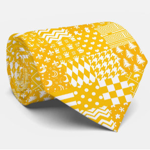 Yellow White Mixed Patterns Patchwork Design Tie
