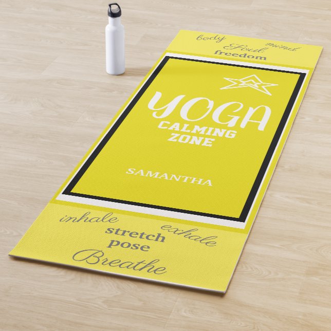 Yellow White Name Yoga Mat (In Situ)
