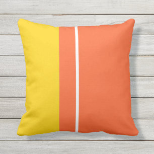 Yellow White & Orange Colour Block Outdoor Pillow