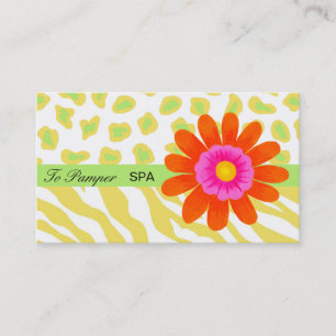 Yellow, White, Orange & Green Zebra & Cheetah Skin Business Card