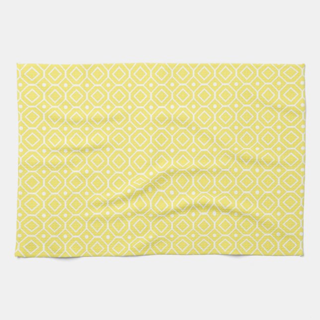 Yellow White Pattern Kitchen Cloth Towel (Horizontal)