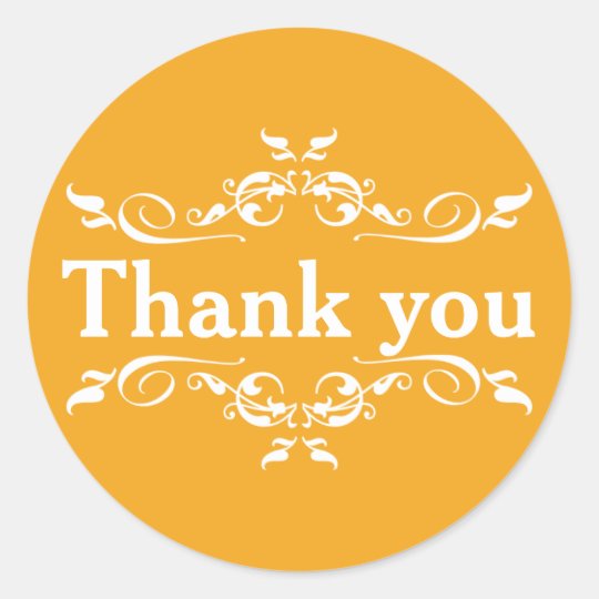 Yellow & White Personalized Thank You Classic Round Sticker