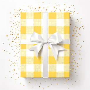 Yellow White Plaid Pattern Wrapping Paper