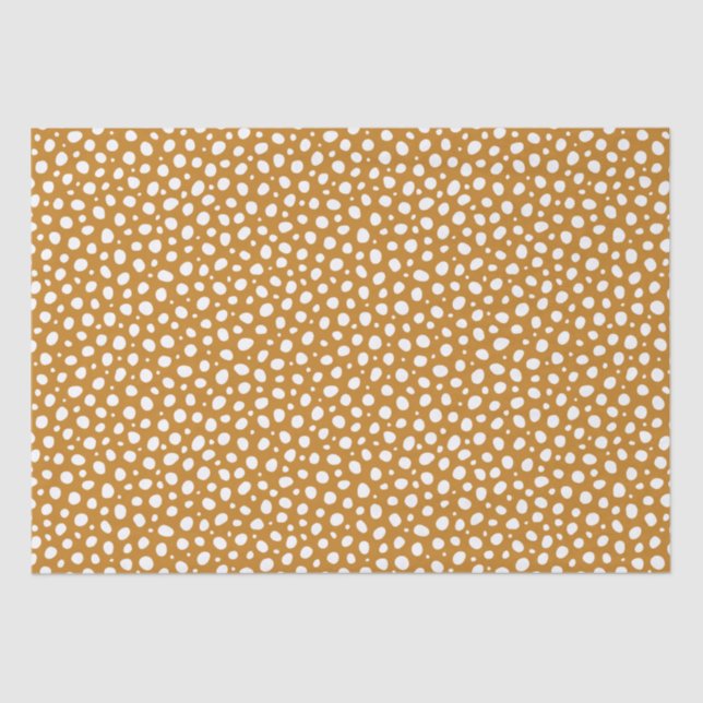 Yellow White Polka Dots Autumn Fall Stylish Tissue Paper (Front)