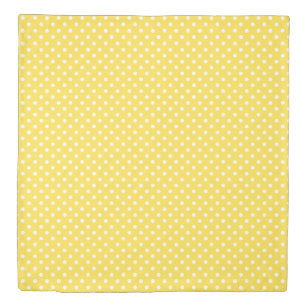 Yellow white polka dots pattern queen duvet cover
