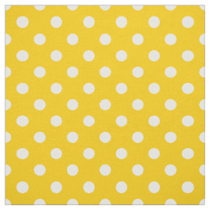 Yellow White Polka Dots Textile Fabric