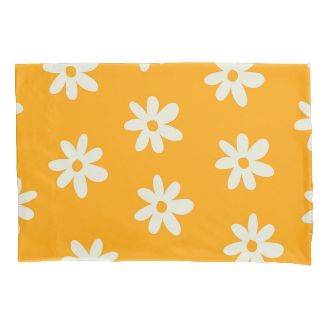 Yellow White Retro Y2K Flower Pattern Pillowcase (Front)