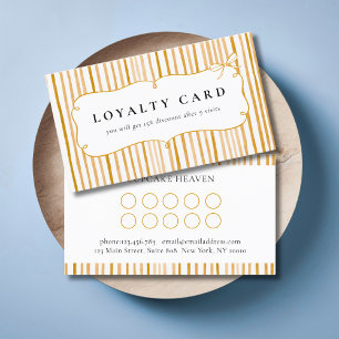 Yellow White Stripe Vintage Bow Loyalty Cards
