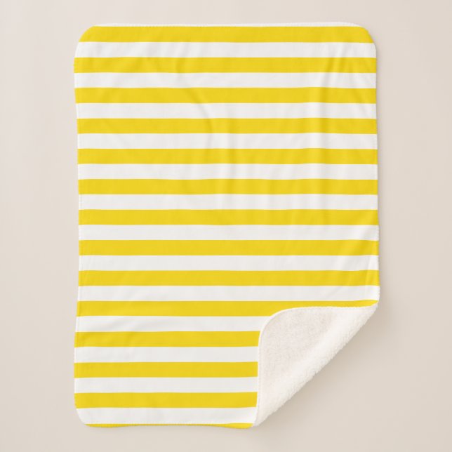 Yellow White Striped Custom Template Modern Small Sherpa Blanket (Front)
