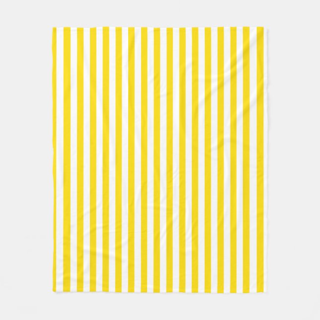 Yellow White Striped Elegant Modern Template Fleece Blanket (Front)