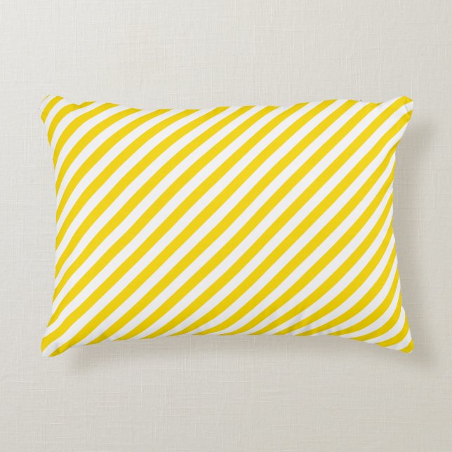 Yellow White Striped Elegant Trend Colours Accent Pillow (Front)