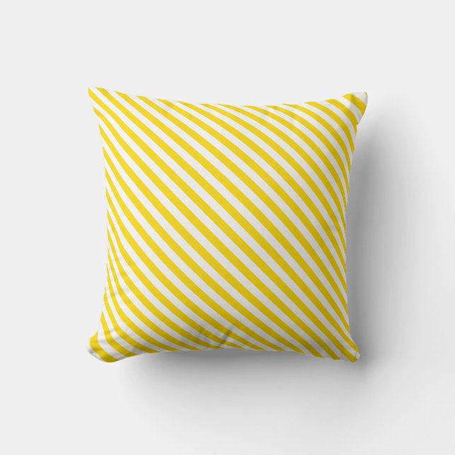 Yellow White Striped Modern Decorative Template Throw Pillow (Front)