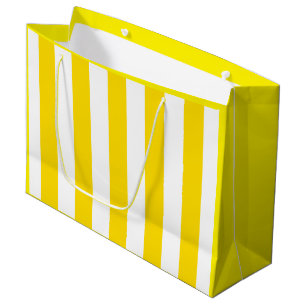 Yellow White Striped Modern Elegant Template Large Gift Bag
