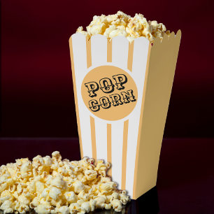 Yellow & White Striped Movie Popcorn Favor Box