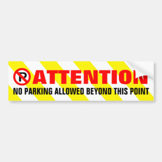 Yellow White Stripes Attention No Parking Bumper Sticker
