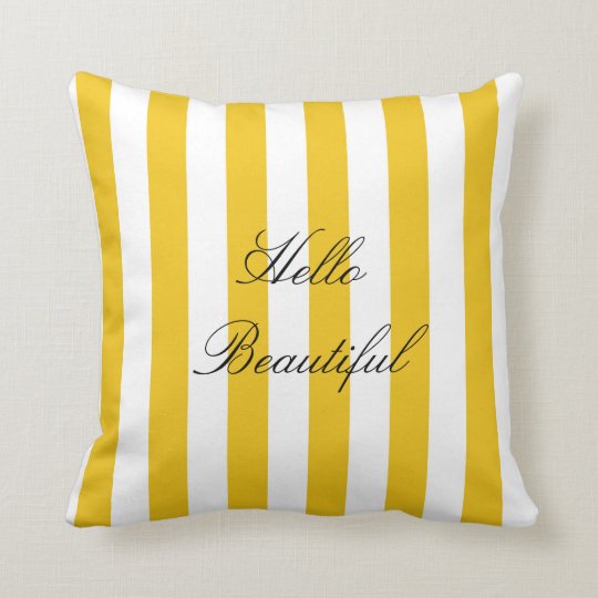 Yellow & White Stripes Modern Chic Bright Bold Throw Pillow