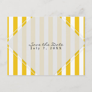 Yellow & White Stripes Modern Chic Save the Date Announcement Postcard